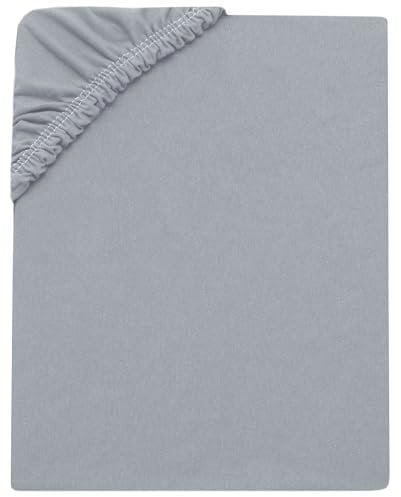 ZOLLNER Spannbettlaken in 140x200cm - Matratzenhöhe bis 20cm - Baumwolle - mit praktischem Gummizug - waschbar bis 60°C - in grau - Oeko Tex® Zertifiziert