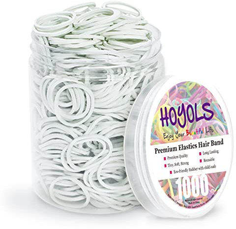 HOYOLS 1/2 Zoll kleine wei?e Gummib?nder für Haarkrawatten Elastik Mini Kleinkind Flechten Pferdeschwanz Halter für Baby M?dchen Kinder Dicke Haar Gummib?nder Keine Sch?den Büro 1000pcs (S) Latexfrei
