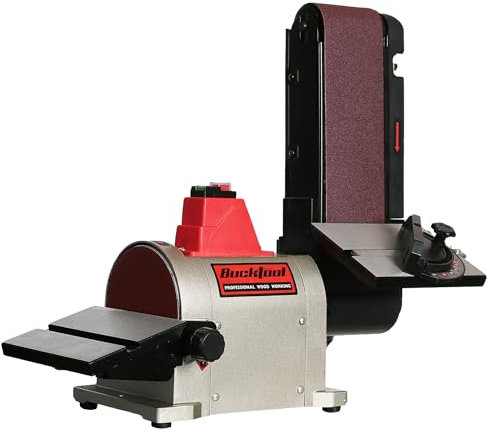 BUCKTOOL Levigatrice a nastro da banco da 500 W a nastro da 4 x 36 e levigatrice a disco da 6 con motore a trasmissione diretta, BD4603
