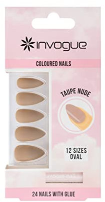 Invogue Taupe Nude Oval Nails (24 Pieces)