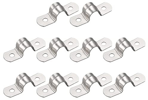 sourcing map Pipe Straps Clamp (10mm/0.39) 10pcs, 304 Stainless Steel U Tube Tension Clip Bracket - for Plumbing Pipeline Wire