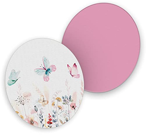 itenga 40x Bierdeckel Untersetzer Schmetterling weiß rosa Tischdeko runde Bierdeckel aus Pappe