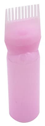 Hair Dye Bottle Applicator Root Comb Applicator Hair Coloring Bottle with Brush 120ml Pink, Hair Dye Brush Bottle, Root Comb Applicator Bottle, Hair Coloring Comb Bottle