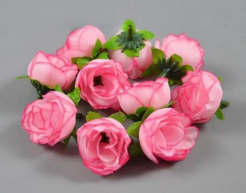 Fake Rose Flower Heads, 50 Pack Artificial Pink Rose Flower Heads, 1.2 Inch Mini Realistic Silk Rose Head for Crafts Wedding Home Decoration Party Marriage Car Shoes Hats Corsage Accessory Decor