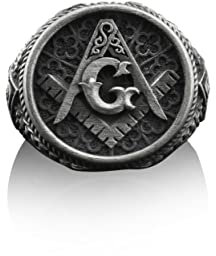 BySilverStone - Handgefertigter Meister-Maurer-Siegelring Aus Sterlingsilber Für Männer, Freimaurer-Symbol-Siegelring, Freimaurer-Symbol-Silber-Herrenschmuck, Ring Für Männer