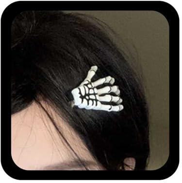 Allereya Vintage Skelett Hand Haarspange Barrette Weiß Skelett Haarspange Punk Rock Horror Haarspange Skelett Hand Knochen Kopfspange Barrette Halloween Haarzubehör Für Frauen Und Mädchen (weiß)