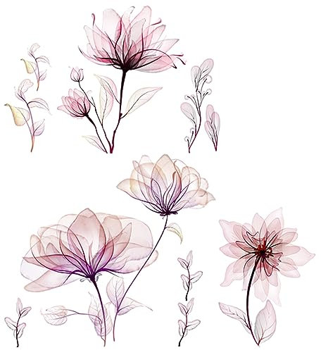 Wandaufkleber Blumen, Rosa Blumen Wandaufkleber, Wandaufkleber Wohnzimmer Schlafzimmer Badezimmer Wanddekoration (Rosa)