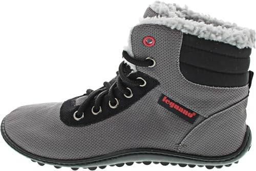 leguano Kosmo Anthrazit (grau) - gefütterte Stiefelette - Barfußschuhe Damen, Grau, Synthetik (polyamid wasserabweisend)