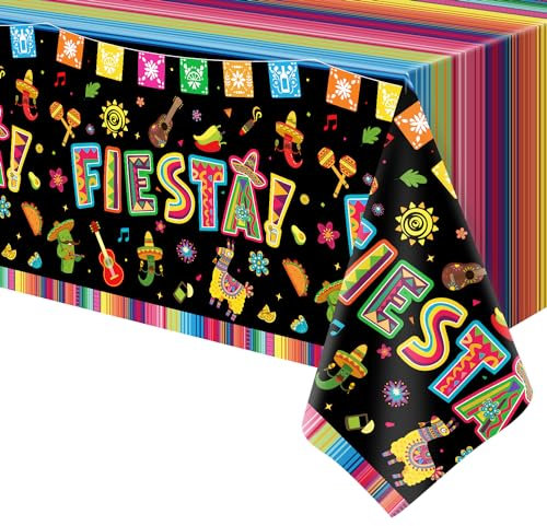 Cinco De Mayo Mexikanische Fiesta-Tischdecke - Party-Zubehör für Taco-Nacht und Motto-Feier - 220 x 130 cm, 4 Stück