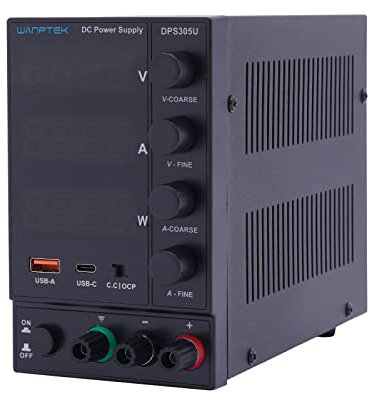 panfudongk Fuente de alimentación de laboratorio (30 V, 5 A, regulable), con función de carga rápida USB, DC Power Supply