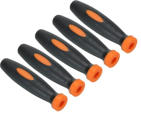 PATIKIL 2,4 Zoll Gummifeilenheft, 5er-Pack Feilenwerkzeug Ersatzgriff für Feilen mit 0,2 Durchmesser, Orange Schwarz
