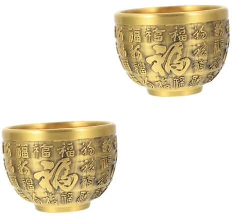 PRETYZOOM Arredo Casa Offerte 2 Pezzi Ornamenti in Ottone Offerta Ciotole Bacino in Ottone Cinese Bacino Del Scrivania Topper 18 Millimetri Ciotola Maschio Ciotola in Ottone Decorazione Ciotola
