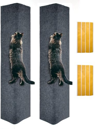 MIAOGE®[200cmx40cm] Selbstklebend Kratzteppich Katze Wand,Kratzmatte Katze,Kratzbretter Wand,Kratzbrett Katzen(Dunkelgrau, 2 Stück)