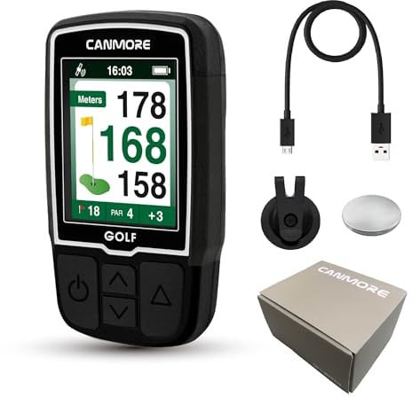 CANMORE HG200 PRO Handheld GPS Golf Device, 41.000+ Free Preloaded Worldwide Course, Upgraded IC Chip, USB Micro Charging Cable, Black