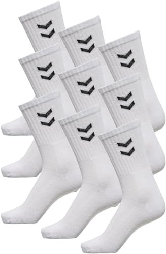 hummel Sportsocken unisex 80% Baumwolle 9 Paar - weich Socken für Turnschuhe in schwarz oder weiß - Sonderpreis 9 Paar (DE/NL/SE/PL, Numerisch, 41, 45, Regular, Regular, White)
