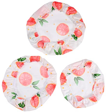 UTHCLO Reusable Cotton Food Bowl Covers Set, 3pcs Elastic Food Preservation Cloths in Large, Medium, and Small Sizes, Dustproof Dish Covers for Kitchen Storage and Outdoor Picnic