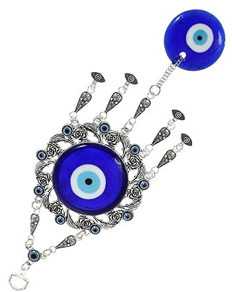 OUNONA Blaues Auge Autoanhänger Wanddeko Hohle Blumenform Türkischer Elefantenanhänger Magnetisches Ornament Innenraum Dekoration Geschenk