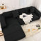 Bishilin Überwurf Sofa Stretch 190-230CM+235-300CM, Sofabezug Ecksofa L Form Schwarz Modern Einfarbig Couchbezug Eckcouch 3 Sitzer + 4 Sitzer Universal