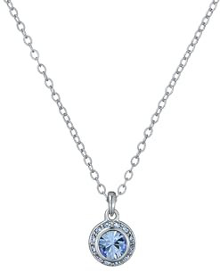 Ted Baker Soltell Solitaire Sparkle Crystal Necklace For Women (Silver/Light Blue Crystal)