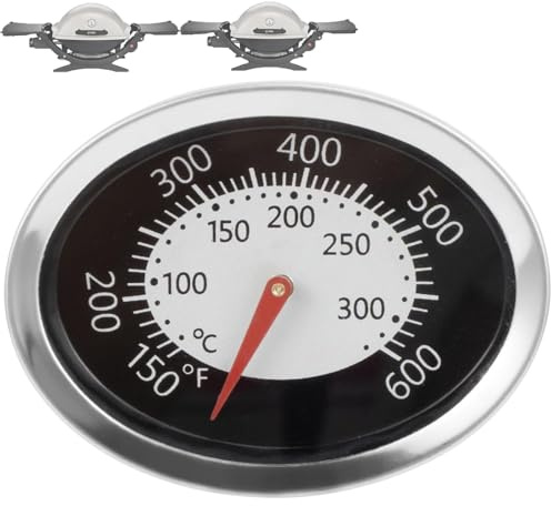 PETKAO 60070 Indicatore di temperatura per Weber Q Termometro Ricambio Q1200 Q2200 Q120 Q220 Parti, Ovale Q Termometro Parti Termostato Ovale per Weber Q Temp Gauge Q1200 Accessori Grill, 1 PC