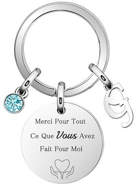26 Lettres Porte-Clés Merci Pour Tout Ce Que Vous Avez Fait Pour MoiCadeau De Remerciement Porte-Clés Pour Femme Merci Femme Prénom Anniversaire Diplômé,Pour Professeur Maman Grand-mère Collègue (G)