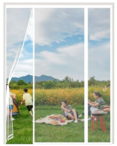 CJFBDY Magnet Fliegengitter Tür, Insektenschutz Balkontür 290x260cm Doppeltür Türvorhang, Anti-Moskito-Vorhang, Moskitonetz, Automatisch Geschlossen, Zwei Öffnungen, für Schiebetür Terrassentür