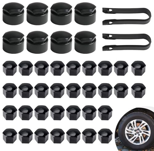 40PCS 17MM Wheel Nut Covers, Universal Car Wheel Nut Cap Wheel Bolt Nut Caps Covers 32 Standard Ones 8 Locking Ones with 2 Removal Tool Hexagonal Tire Nut Covers for Sedan SUV Hatchback Car
