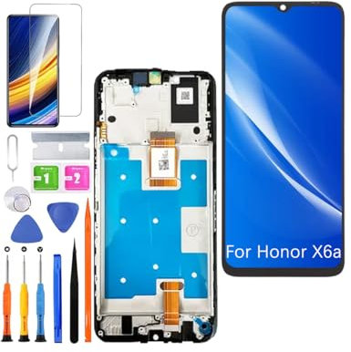 HLYGZX Display di ricambio per schermo LCD Honor X6a, WDY-LX1 WDY-LX2 Display Touch Digitizer Assembly Kit parti di riparazione (nero con cornice)