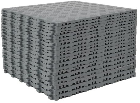 uyoyous 20 pavimenti per garage in PVC, 40 x 40 cm, piastrelle di gomma antiscivolo, spessore 18 mm (20, grigio, 40 x 40 cm)