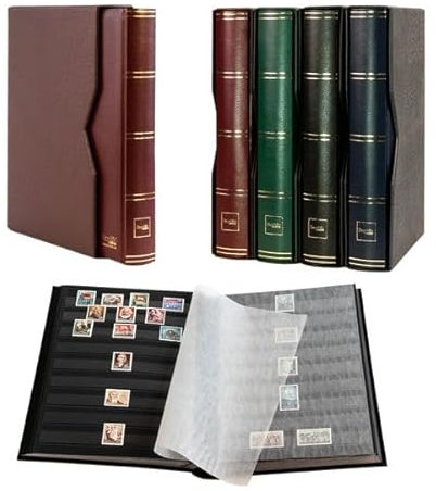 Prophila Collection 64 Black Pages Padded Stamp Album with Cassette Red Cover