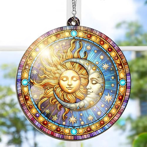 Sonnen- und Monddekoration, himmlische Geschenke für Frauen, Männer – Innen- und Außendekoration – Fenster-Sonnenfänger zum Aufhängen, 30,5 cm