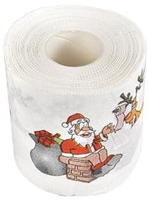 cfpqv Rouleau de papier toilette de Noël, papier toilette original, papier toilette Père Noël, papier toilette amusant, rouleau de papier toilette de vacances (blanc, taille unique)