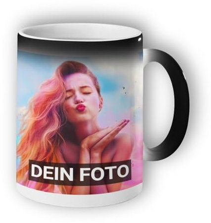 PICANOVA Personalisierte Tasse Zaubertasse mit Foto - Personalisierte hitzeempfindliche Kaffeetasse für Geburtstag, Muttertag - Langlebig, mikrowellen- und spülmaschinenfest 325ml