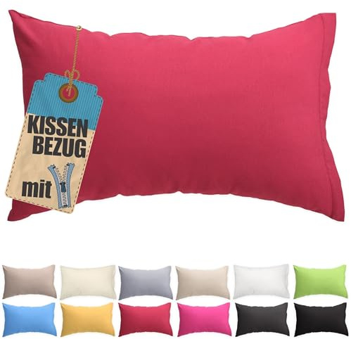 Kissenbezug 30x50 cm Bordeaux Baumwolle - Reißverschluss verdeckt | Kissenhülle einfarbig, waschbar, atmungsaktive Baumwoll-Mischgewebe (85% BW, 15% Poly), Kopfkissenbezug, viele Variante