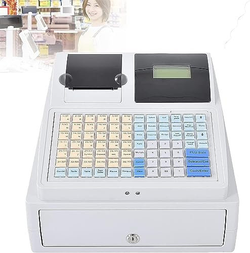 OOMRNV POS-System Kasse, mit Flachtastatur und Thermodrucker Multifunktionskasse Kassenbox für Einzelhandel, Supermarkt, Restaurant