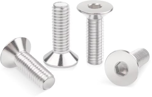 100 Stück M4x20 Silber Senkkopfschrauben, aus Edelstahl, Sechskant, metrisches Gewinde, langlebige Senkschrauben für Möbel, Maschinenbau und Heimwerker, hochwertige M4 Schrauben mit Innensechskant