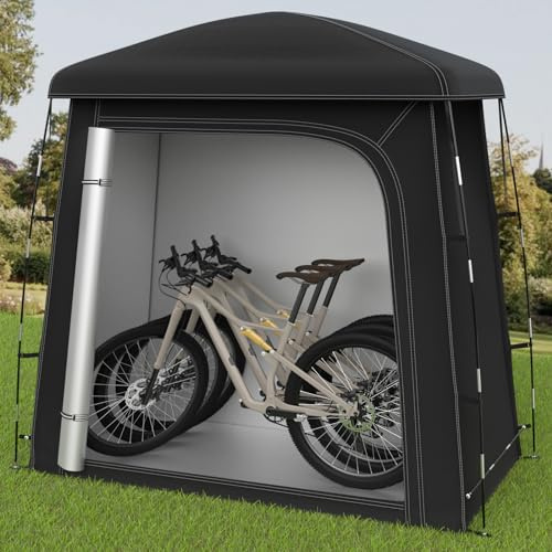 RAOOT Fahrradschuppen für 2–3 Fahrräder, wasserdichte Fahrradgarage 200×100×190 cm aus 210D Oxford-Gewebe, Tragbares Gerätezelt für Fahrräder Motorräder Gartengeräte & Outdoor Aufbewahrung