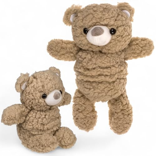 MIJOMA Wärmekissen mikrowellengeeignet – flauschig weich & wärmend – verschiedene Tiermotive – Bezug 100% Polyester – Füllung Tonkugeln oder Weizen (Bär beige)