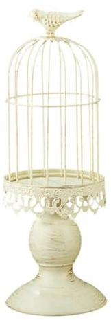 Bosiyrggrl Vintage Bird Cage Candle Holder Wedding Table Decoration Props Wedding Decoration Metal Iron Candle Holder Easy to Use,White,S