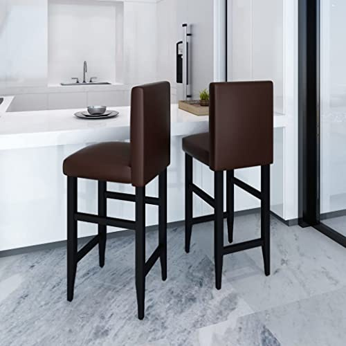 Tonture Barhocker 2er Set Dunkelbraun Kunstleder, 110kg Tragkraft, Holzbeine, 75cm Sitzhöhe, für Küche, Esszimmer, Bartisch, Tresen, Theke, Insel, Gastronomie