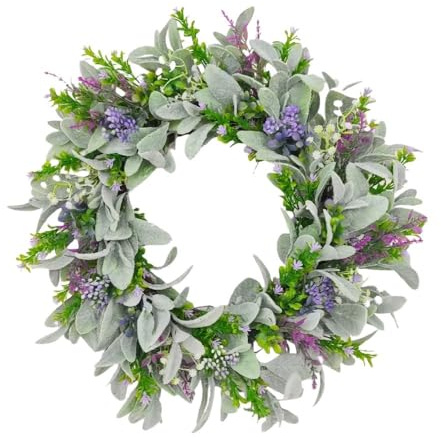 Kranz für Haustür Ganzjährig Künstliche Eukalyptus Türkranz Frühlings Deko 40cm Grünkranz mit Beeren Grüner Blatt Willkommen Kränze Türkranz für Wände Fenster Bauernhaus Türdekoration