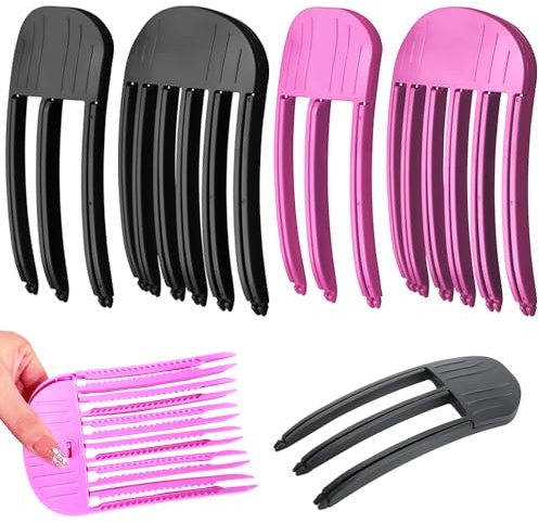 TRKETK 4 Pièces Hair Volume Clip, Pince à Cheveux Volume Frange Moelleuse Clip Naturelles Sans Couture pour Le Coiffage Racines de Cheveux pour Le Salon de Voyage à Domicile (Deux Couleurs)