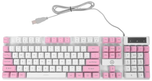 Toddmomy Clavier Mécanique à 104 Touches Rose Effet Rétroéclairé Ergonomique en Abs, Touches Suspendre et Support Pliable, pour Accessoires de Jeu et Gamer Clavier