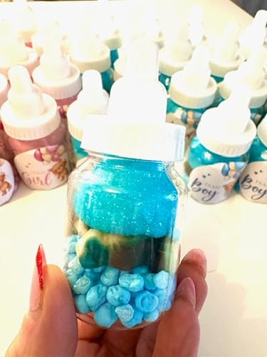 Baby Shower Candy Bottles, Team Boy and Team Girl, Pre-Filled with Pick and Mix Sweets, Marshmallows, Fizzy Candy, Mini Gummies