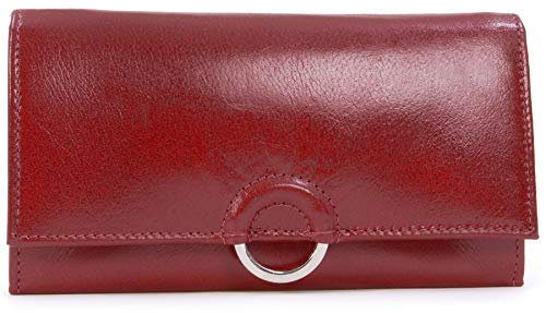 Catwalk Collection Handbags - Damen Leder Geldbörse - Geldbeutel/Portmonee Groß - 8 Kartenfächer und Münzfach - RFID Schutz - Odette - Rot