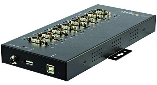 StarTech.com 8 Port Serial Hub USB to RS232/RS485/RS422 Adapter - USB 2.0 to DB9 Serial Converter Hub - IP30 Rated - Din Rail Mountable Metal Serial Hub - 15kV ESD Protection (ICUSB234858I)