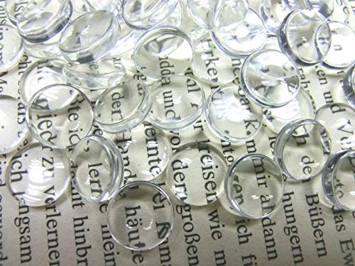 50 Glas Cabochons klar rund 6mm Glascabochons durchsichtig Rückseite flach Kuppel transparent (6mm)