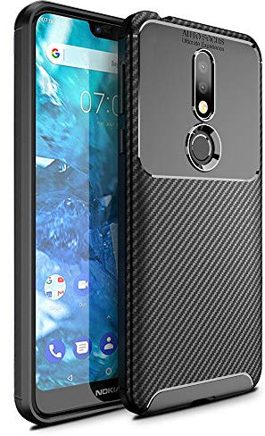 NALIA Hülle kompatibel mit Nokia 7.1 (2018), Ultra-Slim Handyhülle Silikon Case Cover, Dünnes Gummi Soft Skin Phone Schutzhülle Stoßfeste Etui Handy-Tasche Backcover Bumper Smartphone - Schwarz