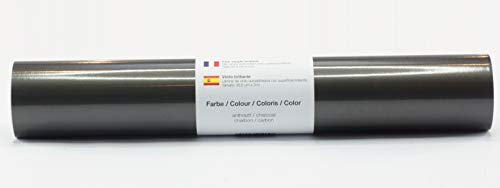 Selbstklebende Plotterfolie Vinylfolie 30,5 cm x 3 m glänzend 39 Farben zur Auswahl, Farbe:103 Anthrazit