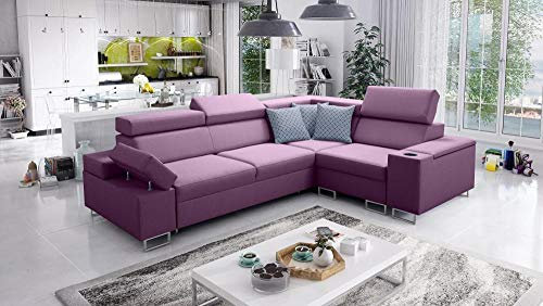 All4All Ecksofa Morena II mit Schlaffunktion und Bettkasten Schlafsofa Modern Links Rechts Grau Schwarz Beige Braun 26 (RECHTS)